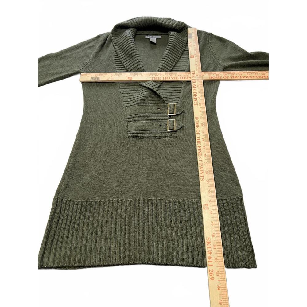 Olivia Sky Olive Green Buckle Detail Sweater Military Chic Dark Academia Size L - Picture 4 of 7